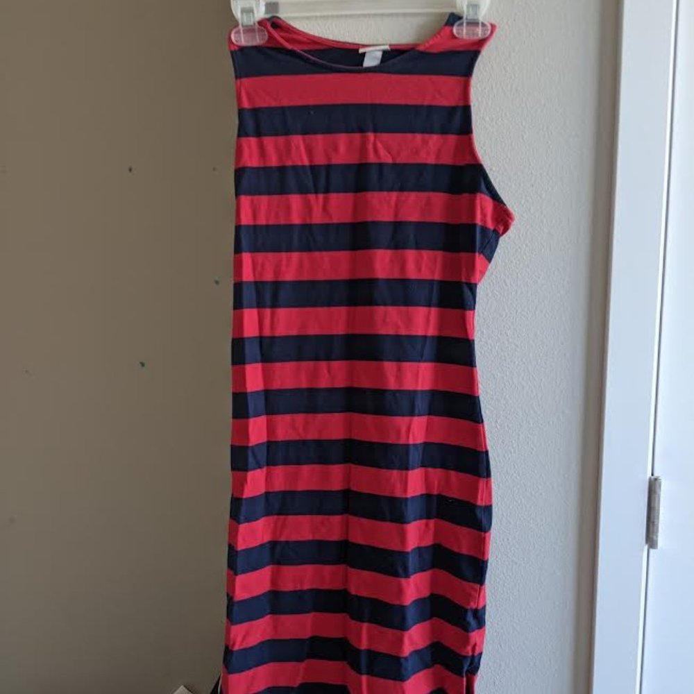 Red and Blue Stripped Maxi Dress Women's Medium